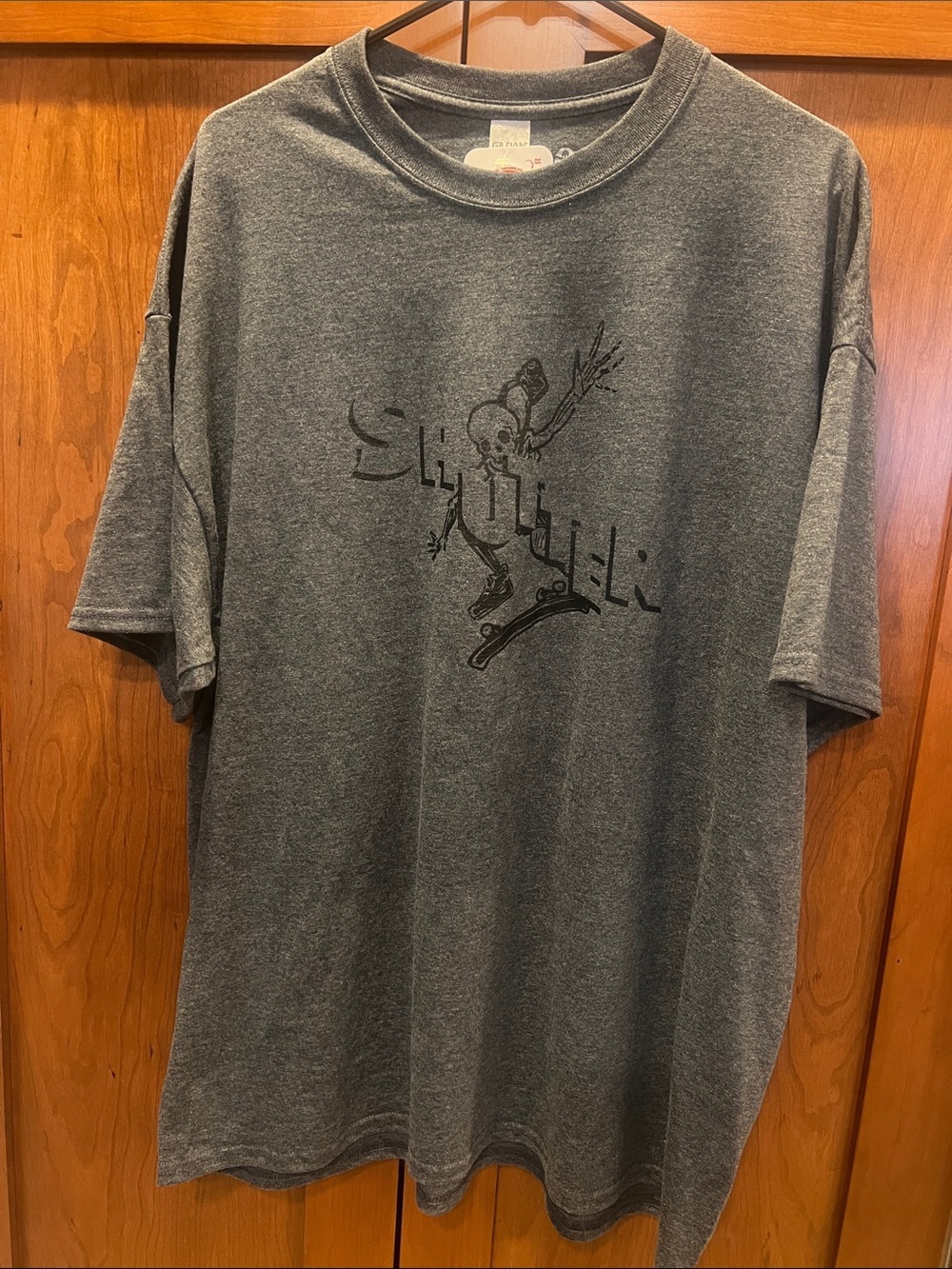 Skateboarding Skeleton Gildan Charcoal Short Sleeve Graphic Tee 2XL NWT
